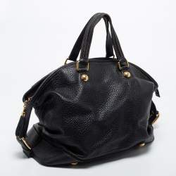 Pre Owned Dolce & Gabbana Black Grained Leather Zip Satchel