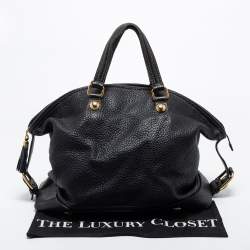 Pre Owned Dolce & Gabbana Black Grained Leather Zip Satchel