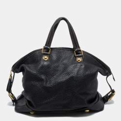 Pre Owned Dolce & Gabbana Black Grained Leather Zip Satchel