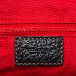 Pre Owned Dolce & Gabbana Black Grained Leather Zip Satchel