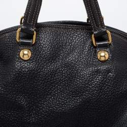 Pre Owned Dolce & Gabbana Black Grained Leather Zip Satchel