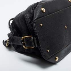 Pre Owned Dolce & Gabbana Black Grained Leather Zip Satchel