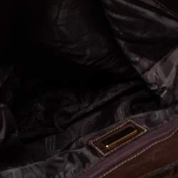 Pre Owned Dolce and Gabbana Brown Leather and Mink Fur D Ring Studded Shoulder Bag