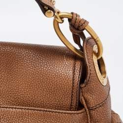 Pre Owned Dolce & Gabbana Brown Leather Side Pocket Shoulder Bag