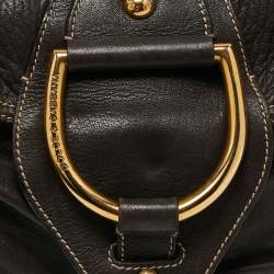 Pre Owned Dolce & Gabbana Dark Grey Leather D Ring Flap Hobo