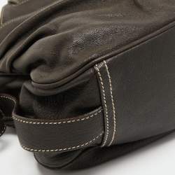 Pre Owned Dolce & Gabbana Dark Grey Leather D Ring Flap Hobo