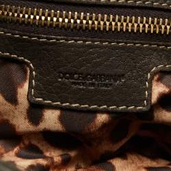 Pre Owned Dolce & Gabbana Dark Grey Leather D Ring Flap Hobo