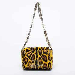 Pre Owned Dolce & Gabbana Yellow/Black Calfhair and Leather Shoulder Bag