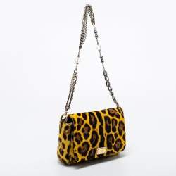Pre Owned Dolce & Gabbana Yellow/Black Calfhair and Leather Shoulder Bag