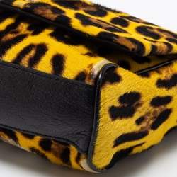 Pre Owned Dolce & Gabbana Yellow/Black Calfhair and Leather Shoulder Bag