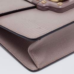 Pre Owned Dolce & Gabbana Grey Embossed  Lucia Shoulder Bag