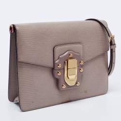 Pre Owned Dolce & Gabbana Grey Embossed  Lucia Shoulder Bag
