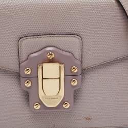 Pre Owned Dolce & Gabbana Grey Embossed  Lucia Shoulder Bag