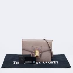Pre Owned Dolce & Gabbana Grey Embossed  Lucia Shoulder Bag