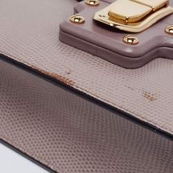 Pre Owned Dolce & Gabbana Grey Embossed  Lucia Shoulder Bag