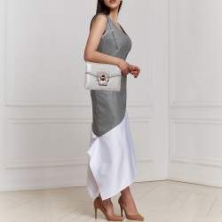 Pre Owned Dolce & Gabbana Grey Embossed  Lucia Shoulder Bag