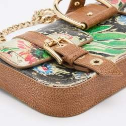 Pre Owned Dolce & Gabbana Multicolor Printed Leather Flap Baguette