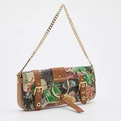Pre Owned Dolce & Gabbana Multicolor Printed Leather Flap Baguette