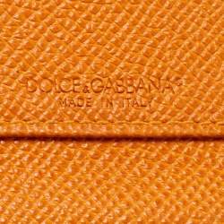 Pre Owned Dolce & Gabbana Orange Leather Flap Continental Wallet