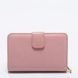 Pre Owned Dolce & Gabbana Pink Leather Zip French Wallet