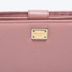 Pre Owned Dolce & Gabbana Pink Leather Zip French Wallet