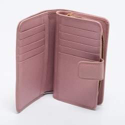 Pre Owned Dolce & Gabbana Pink Leather Zip French Wallet