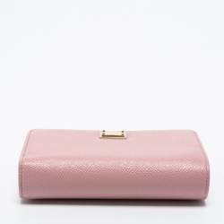 Pre Owned Dolce & Gabbana Pink Leather Zip French Wallet