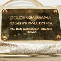 Pre Owned Dolce & Gabbana Metallic Gold Leather Double Zip Camera Bag