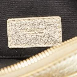 Pre Owned Dolce & Gabbana Metallic Gold Leather Double Zip Camera Bag
