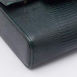 Pre Owned Dolce & Gabbana Green Iguana Embossed Leather Mini DG Millennials Crossbody Bag
