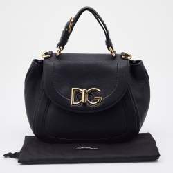 Pre Owned Dolce & Gabbana Black Leather Wifi Top Handle Bag