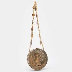 Pre Owned Dolce & Gabbana Brass Metal Roman Coin Shoulder Bag