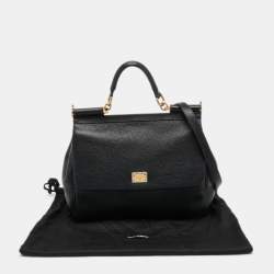 Pre Owned Dolce & Gabbana Black Leather Large Miss Sicily Top Handle Bag