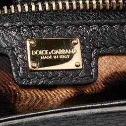 Pre Owned Dolce & Gabbana Black Leather Large Miss Sicily Top Handle Bag
