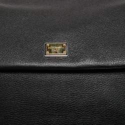 Pre Owned Dolce & Gabbana Black Leather Large Miss Sicily Top Handle Bag