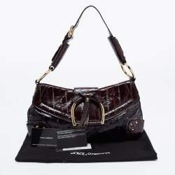 Pre Owned Dolce & Gabbana Dark Brown Eel Leather Shoulder Bag