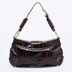 Pre Owned Dolce & Gabbana Dark Brown Eel Leather Shoulder Bag