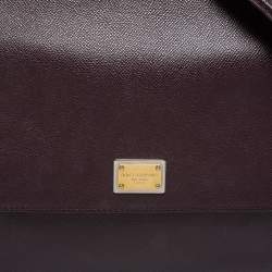 Pre Owned Dolce & Gabbana Burgundy Leather Large Miss Sicily Top Handle Bag