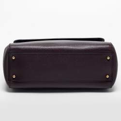 Pre Owned Dolce & Gabbana Burgundy Leather Large Miss Sicily Top Handle Bag