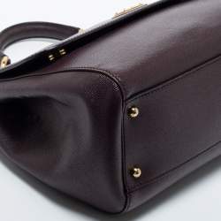 Pre Owned Dolce & Gabbana Burgundy Leather Large Miss Sicily Top Handle Bag