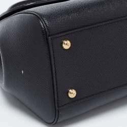 Pre Owned Dolce & Gabbana Black Dauphine Leather Medium Miss Sicily Top Handle Bag