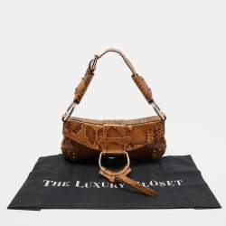 Pre Owned Dolce & Gabbana Brown Python and Eel Leather Small Shoulder Bag