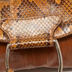 Pre Owned Dolce & Gabbana Brown Python and Eel Leather Small Shoulder Bag