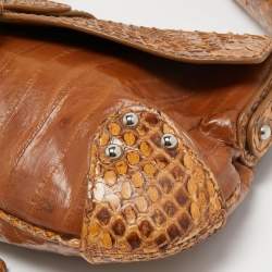 Pre Owned Dolce & Gabbana Brown Python and Eel Leather Small Shoulder Bag