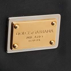 Pre Owned Dolce & Gabbana Beige/Black Raffia and PVC Miss Sicily East West Embroidered Top Handle Bag