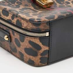 Pre Owned Dolce & Gabbana Brown/Black Leopard Print Coated Canvas and Leather Dauphine Box Bag