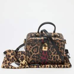 Pre Owned Dolce & Gabbana Brown/Black Leopard Print Coated Canvas and Leather Dauphine Box Bag