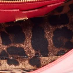 Pre Owned Dolce & Gabbana Red Leather Medium Miss Sicily Top Handle Bag