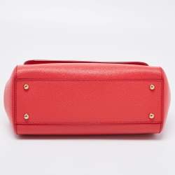 Pre Owned Dolce & Gabbana Red Leather Medium Miss Sicily Top Handle Bag