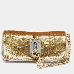 Dolce & Gabbana Green Eel Leather And Tweed Jewels Pochette Dolce